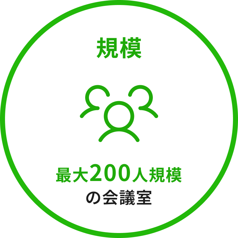 最大200人規模の会議室